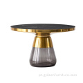 Réplica de vidro de vidro superior Casablancabrass Gold Smart Coffee Table